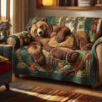 Lounging Bear Autumn Leaves Sofa Cover