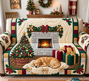 Sleeping Christmas Golden Sofa Cover - Made to Order