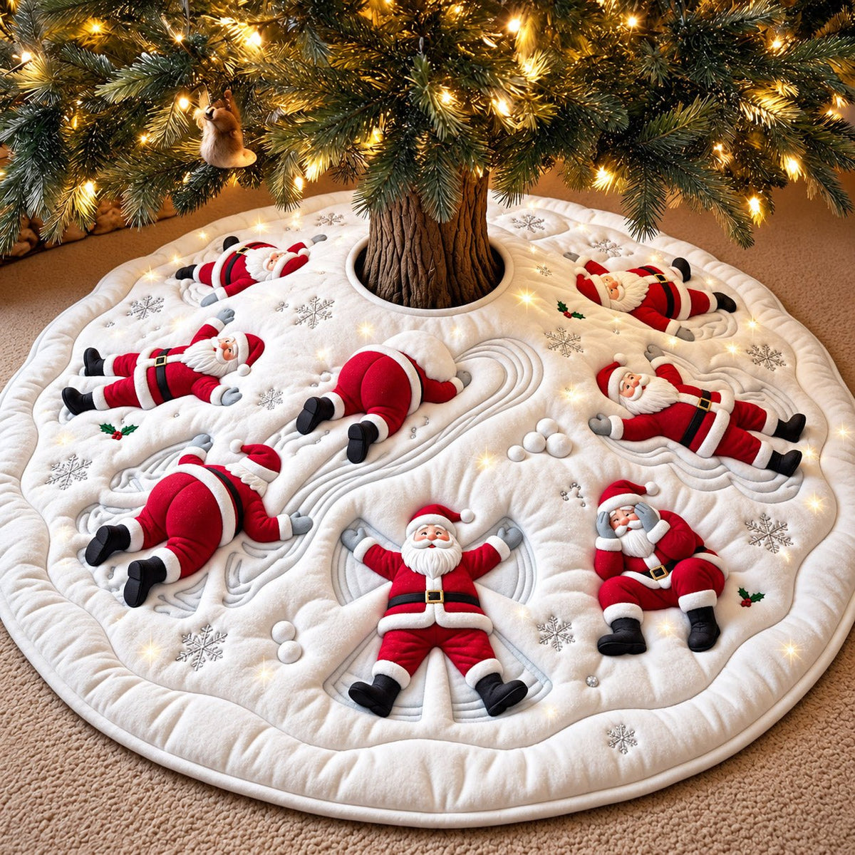 Sleepy Santa Christmas Tree Skirt