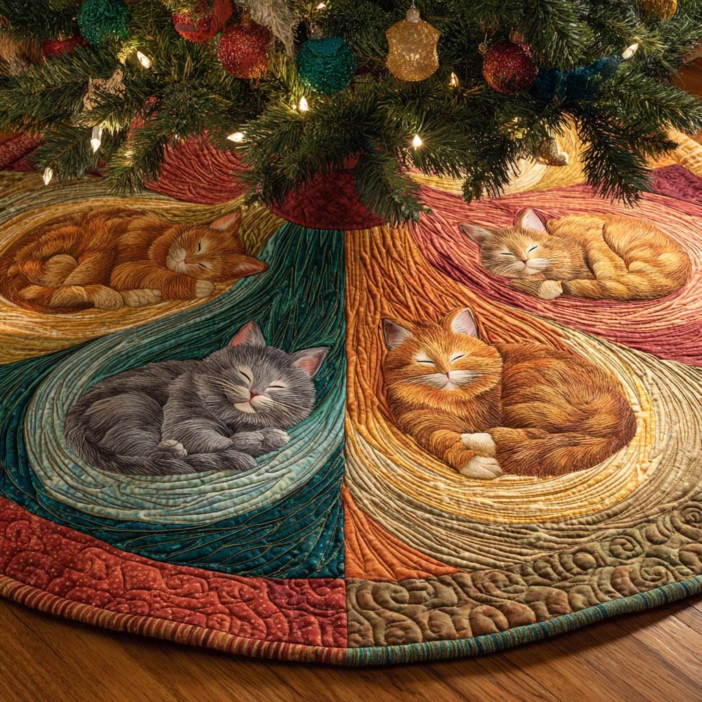Sleepy Tails Christmas Tree Skirt