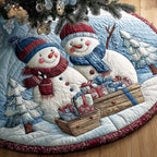 Snow Family Cabin Christmas Tree Skirt