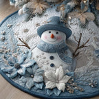 Snowflake Blue Snowman Christmas Tree Skirt