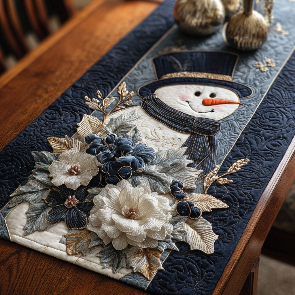 Snowman and Blooms Table Runner