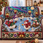 Snowman Aurora Ice Skating Sofa Cover