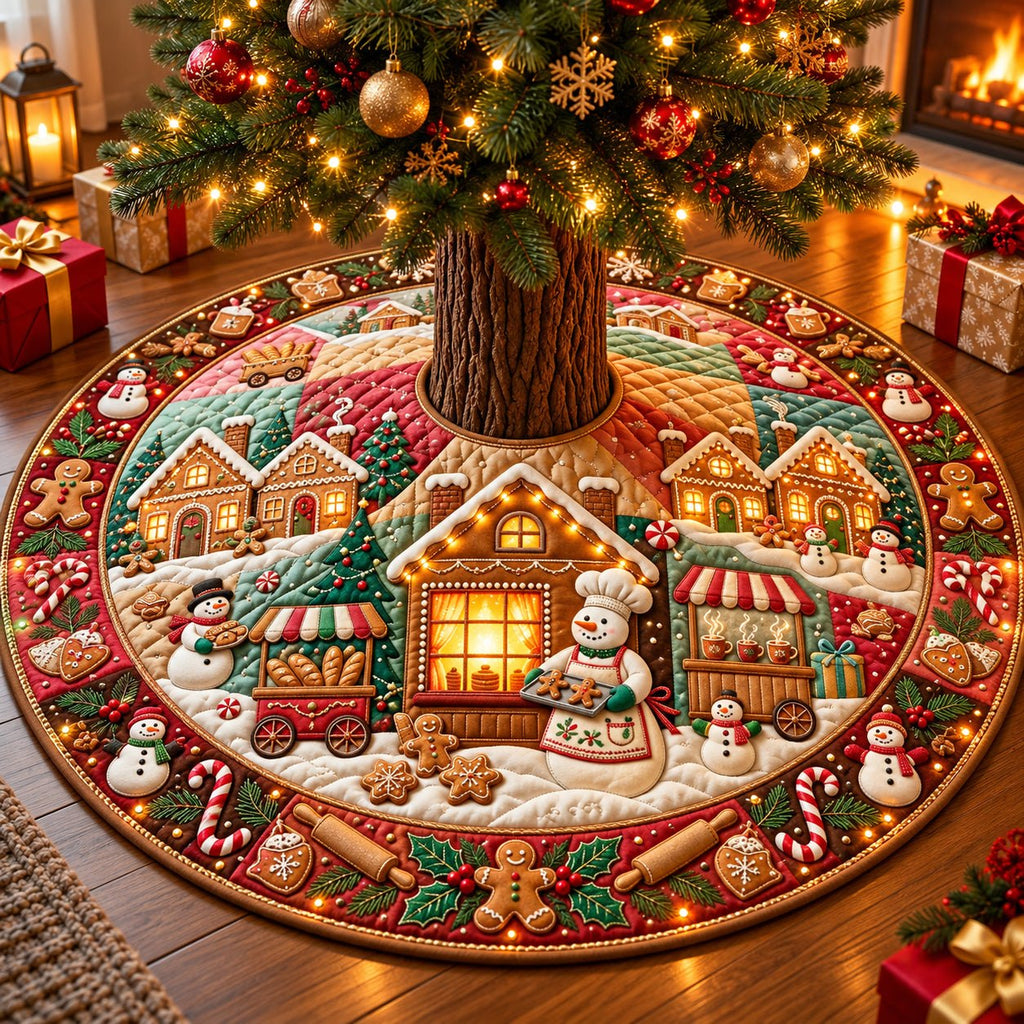 Snowman Bakery Village Christmas Tree Skirt