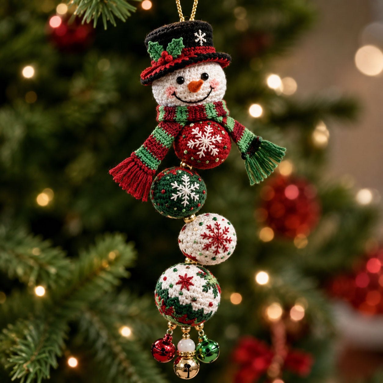 Stacked Bauble Snowman Christmas Ornament