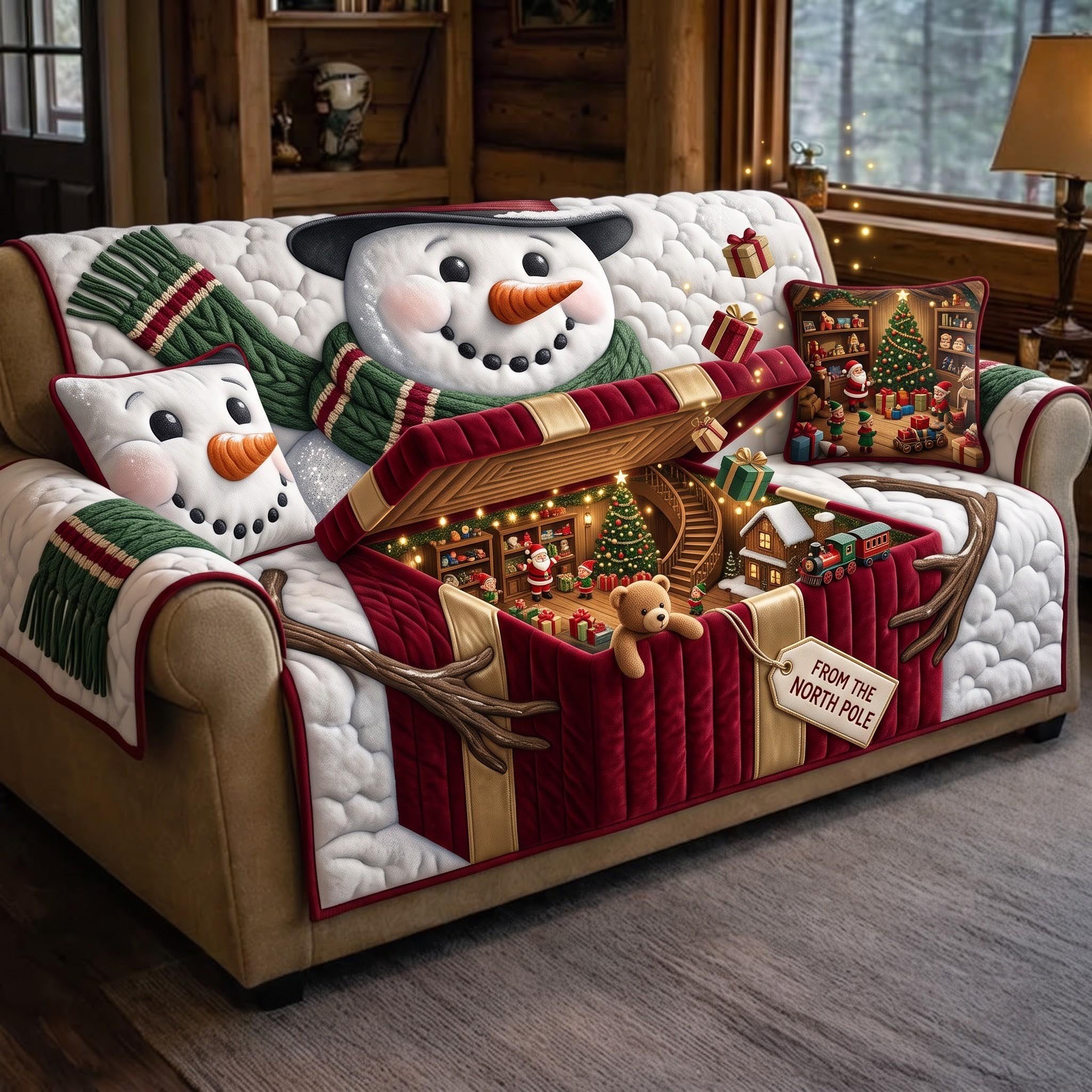Snowman Cabin Sofa Cover