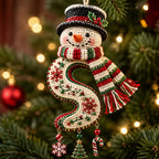 Snowman Candy Cane Christmas Ornament
