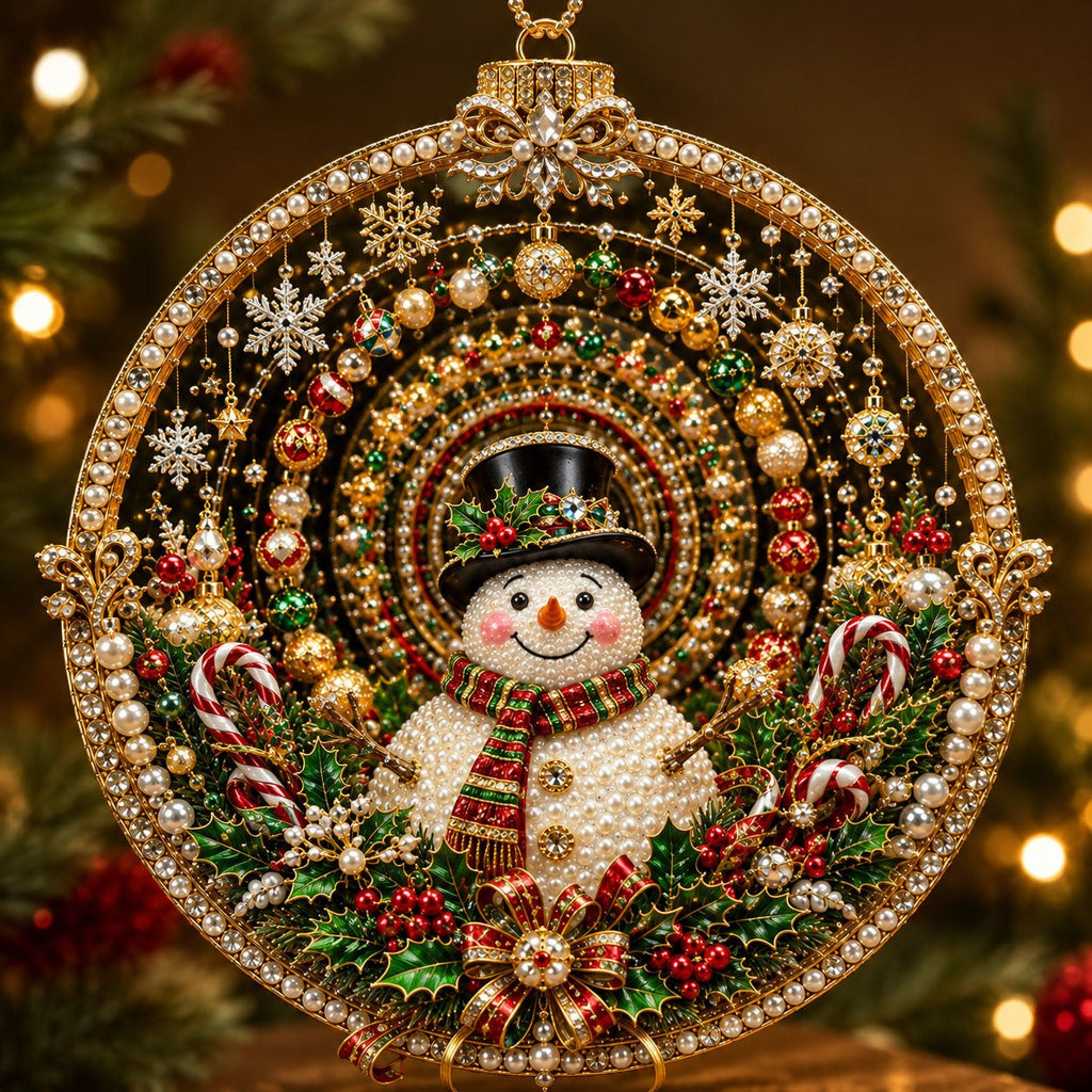 Snowman Candy Cane Magic Christmas Ornament