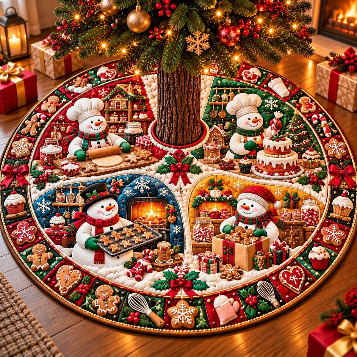 Snowman Christmas Bake Shop Christmas Tree Skirt