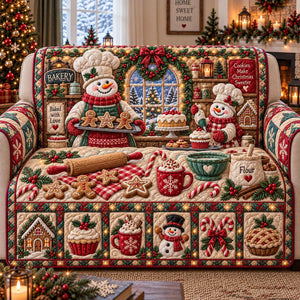 Snowman Christmas Bakery Sofa Cover - Made to Order