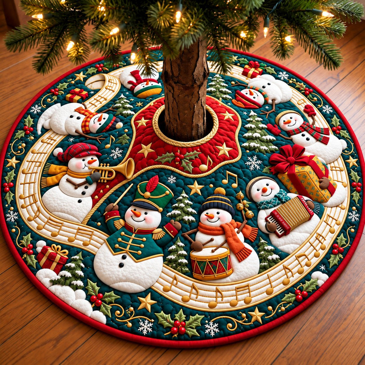 Snowman Christmas Band Christmas Tree Skirt