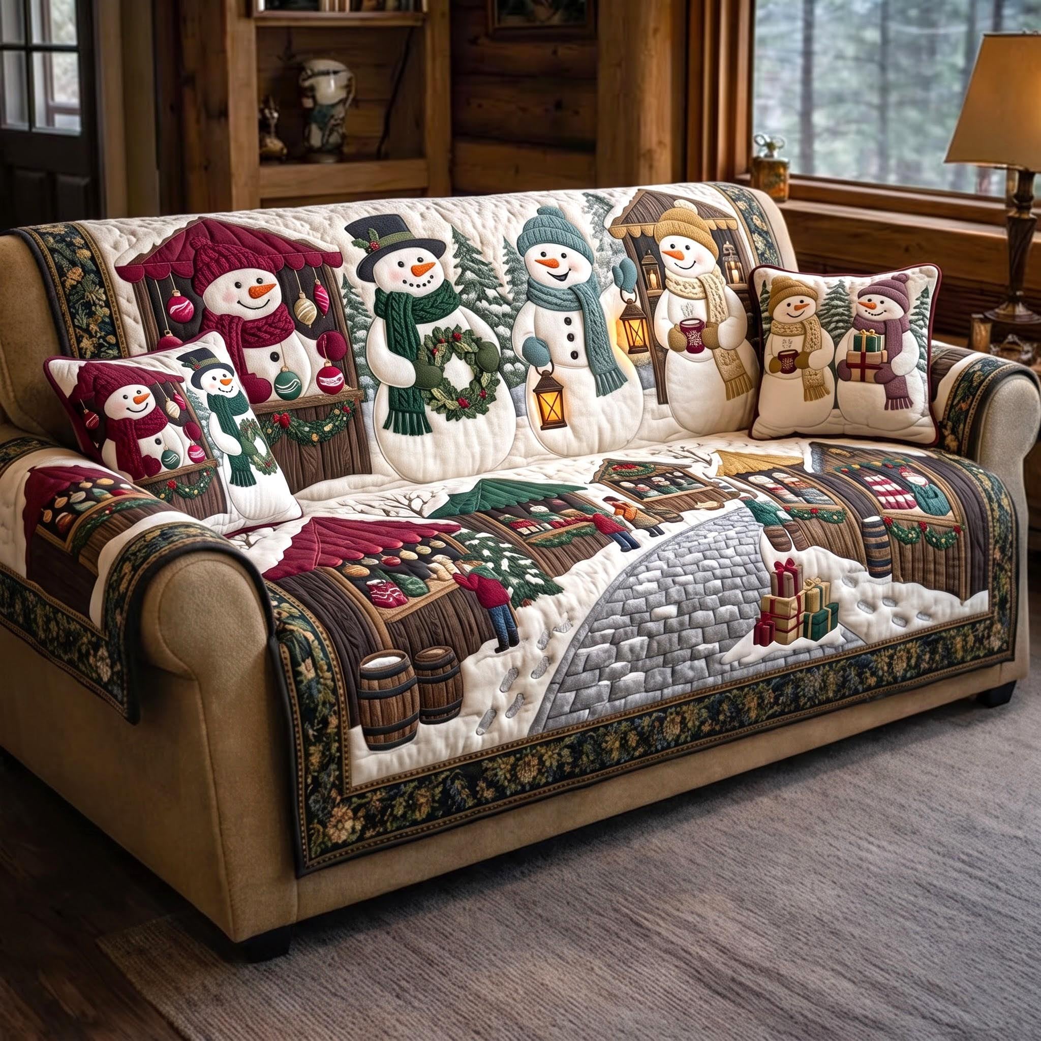 Snowman Christmas Sofa Cover