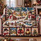 Snowman Sleigh Bridge Village Sofa Cover