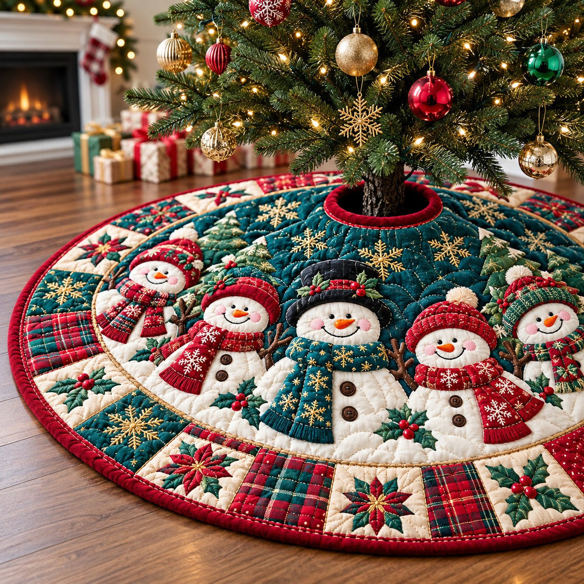 Snowman Crystal Village Christmas Tree Skirt