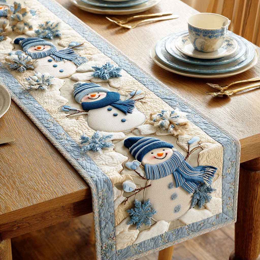 Snowman Glow Frost Table Runner