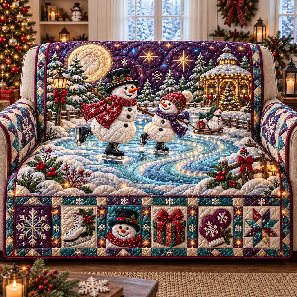 Snowman Ice Skating Sofa Cover