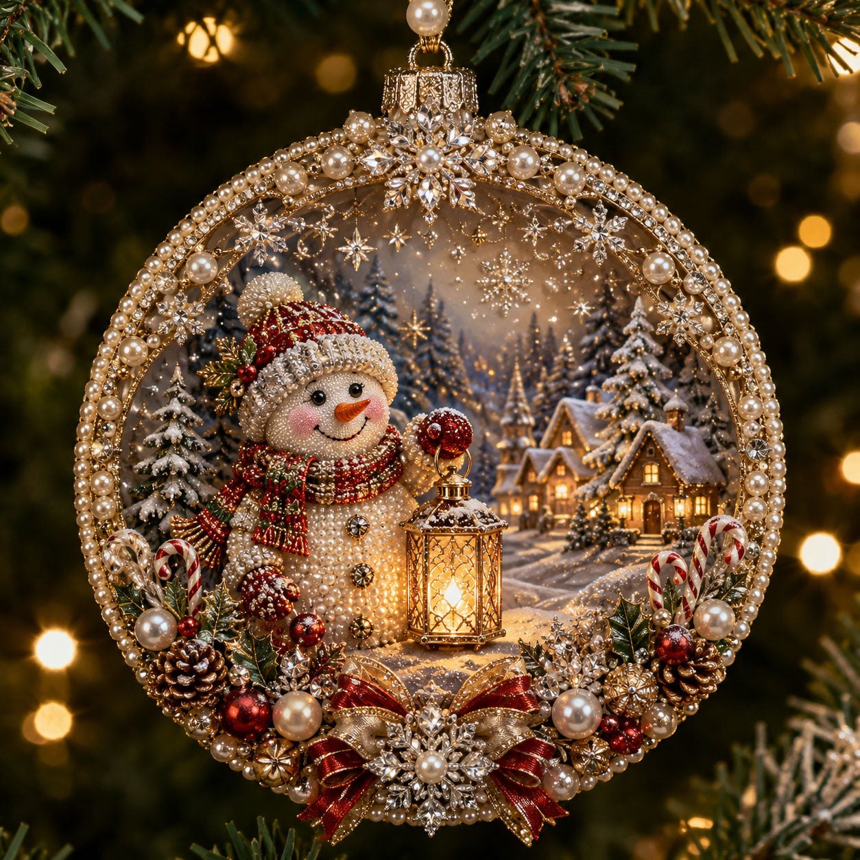 Snowman Lantern Christmas Ornament