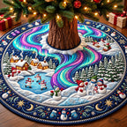 Snowman Northern Lights Wonderland Christmas Tree Skirt