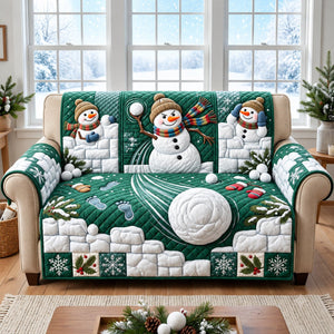 Snowman Snowball Fight Sofa Cover - Made to Order