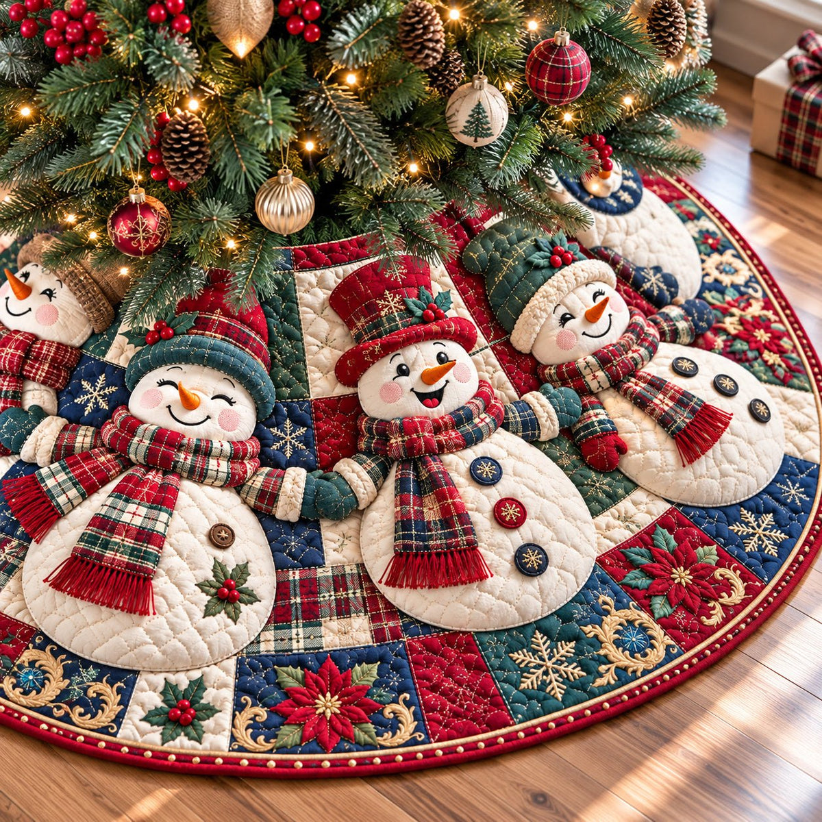 Snowman Snowflake Symphony Christmas Tree Skirt