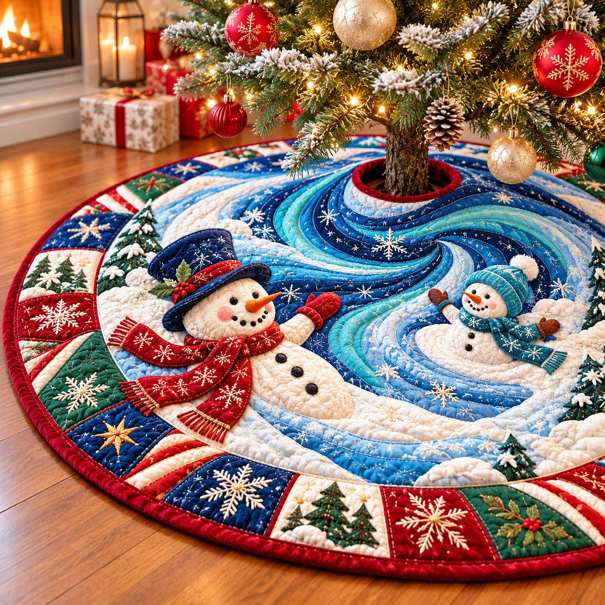 Snowman Snowy Adventure Christmas Tree Skirt