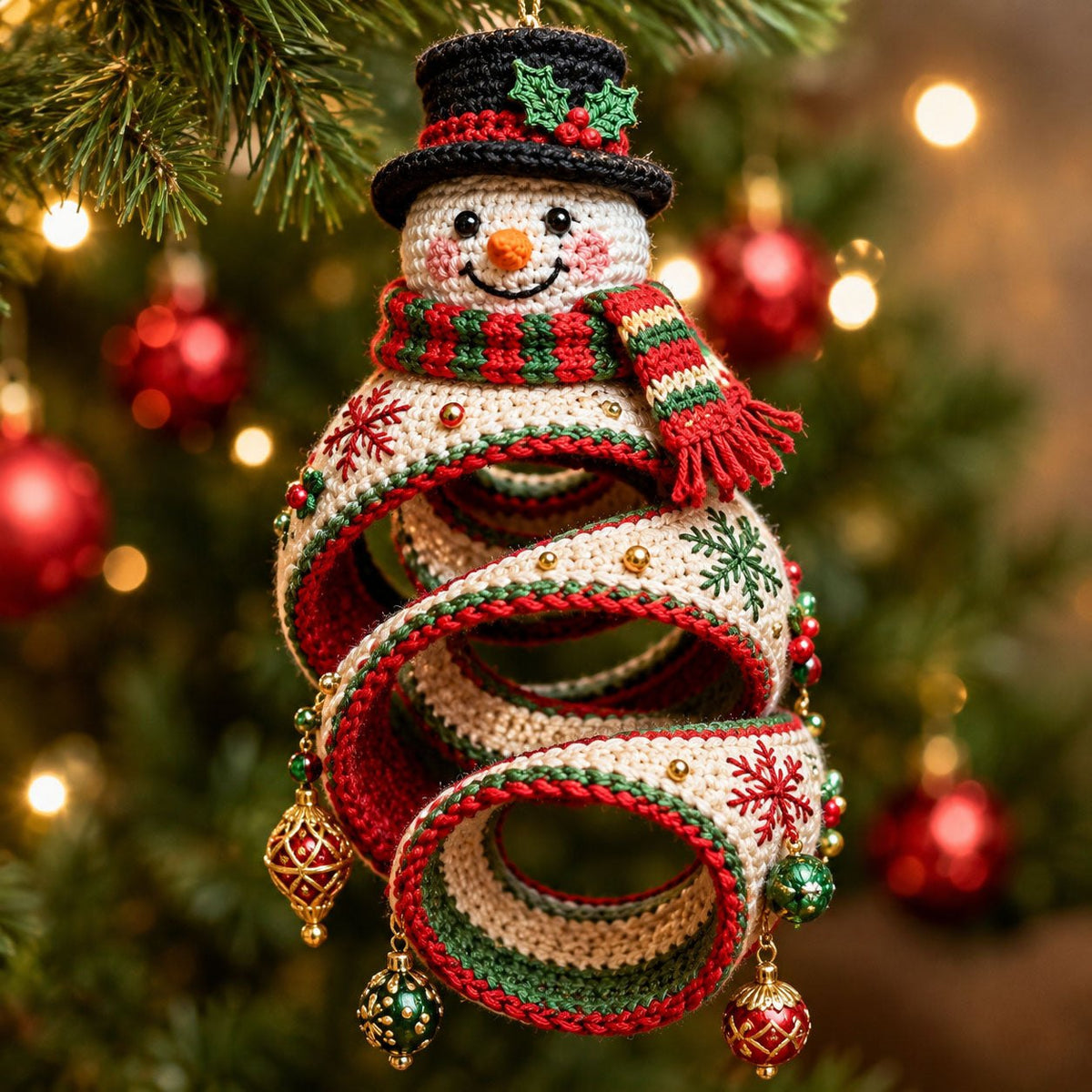 Snowman Spiral Bell Christmas Ornament