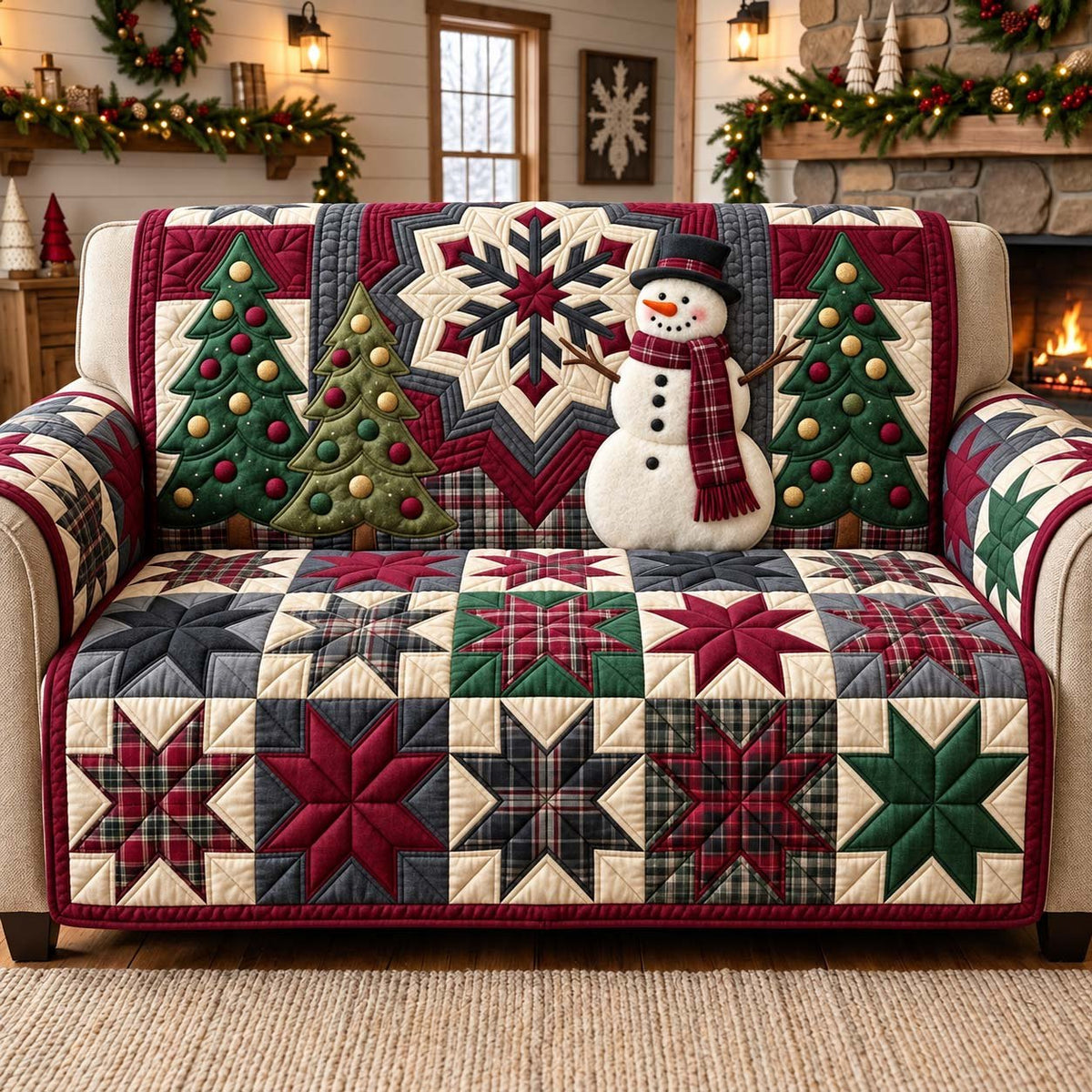 Snowman Starry Noel Sofa Cover