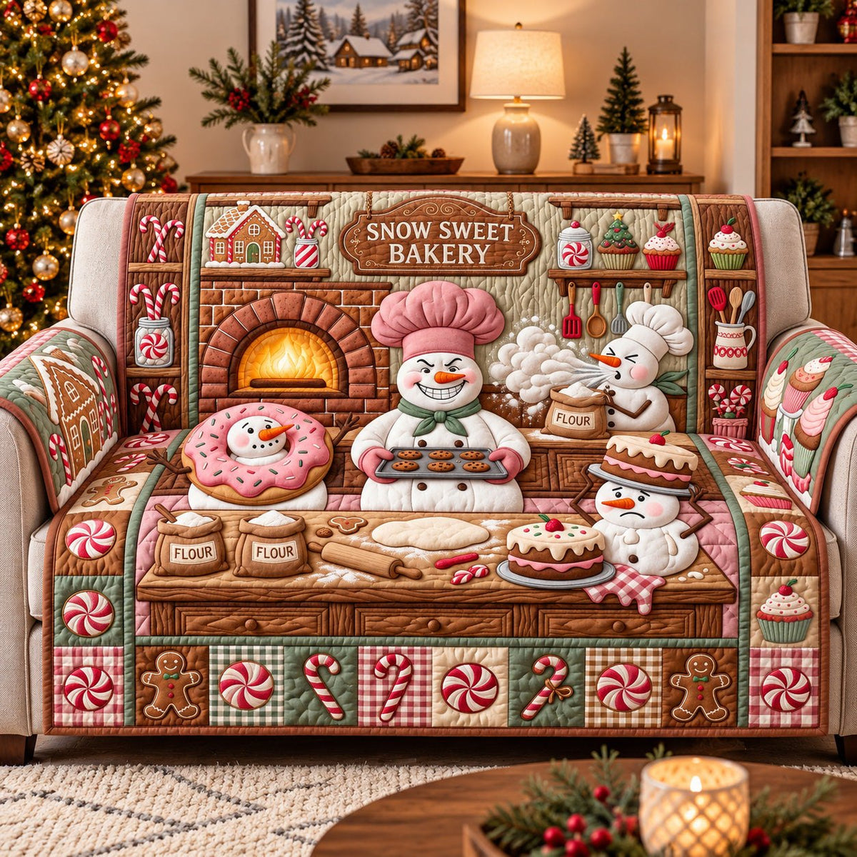 Snowman Sweet Bakery Sofa Cover