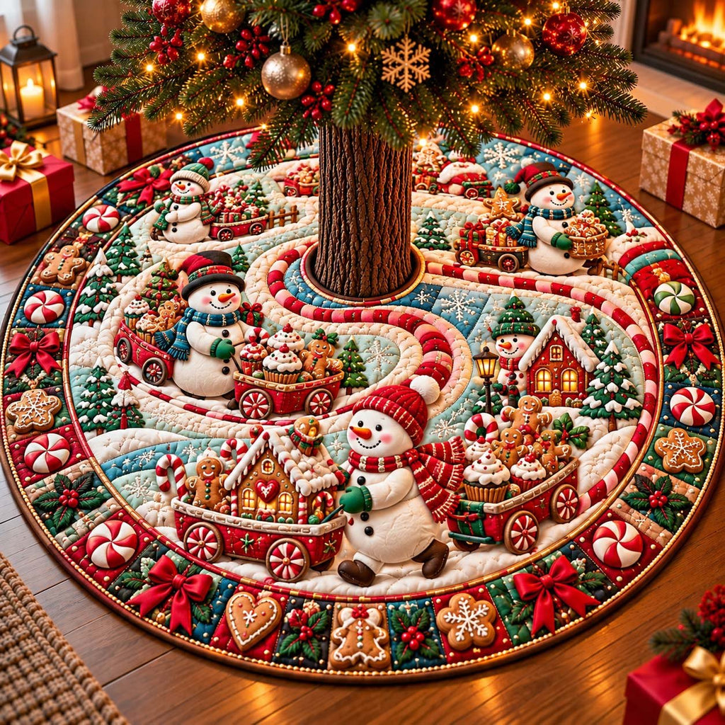 Snowman Sweet Delivery Christmas Tree Skirt
