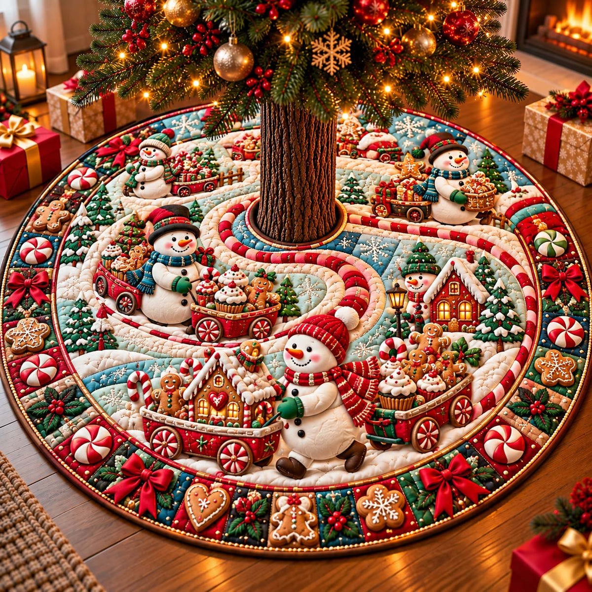 Snowman Sweet Delivery Christmas Tree Skirt