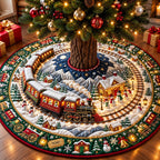 Snowman Train Journey Christmas Tree Skirt