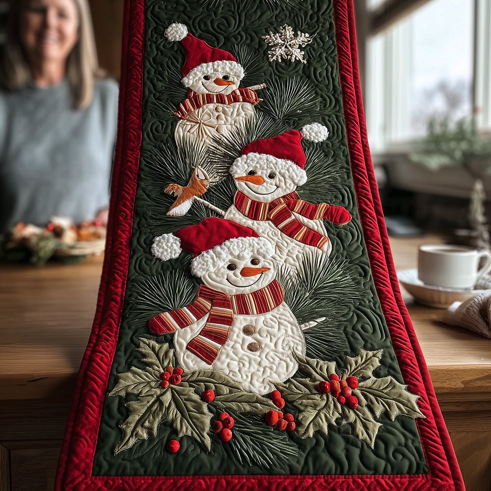 Snowman Trio Cheer Table Runner