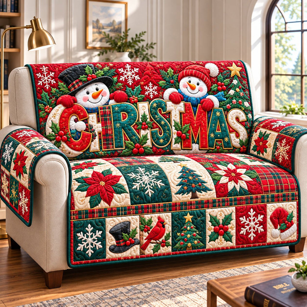 Snowman Winter Cheer Sofa Cover