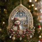 Snowman Winter Window Christmas Ornament