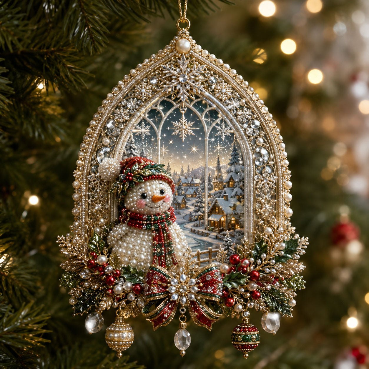 Snowman Winter Window Christmas Ornament