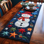 Snowman Delight Snowman with Stars on Navy Table Runner