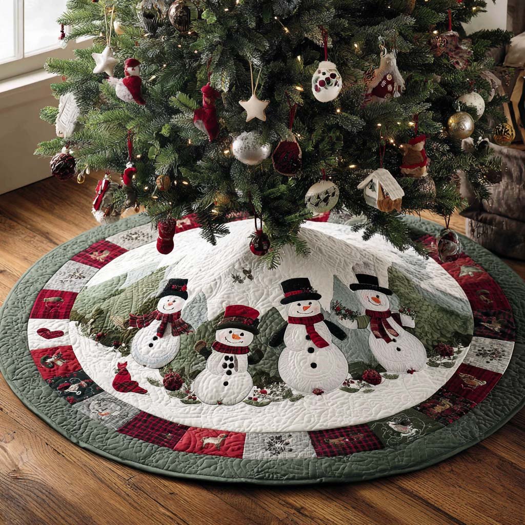 Snowmen Forest Ring Christmas Tree Skirt
