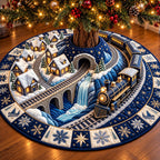 Snowy Bridge Train Christmas Tree Skirt