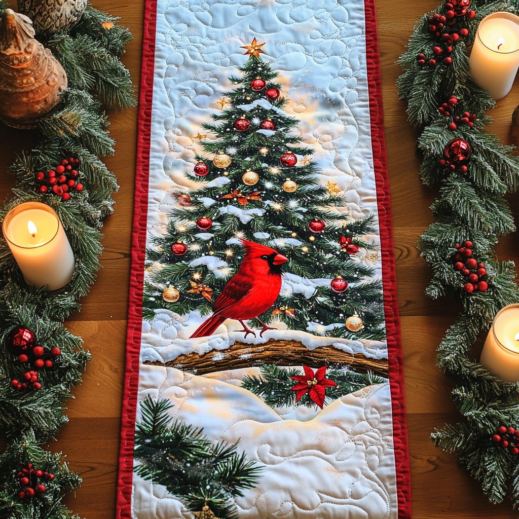 Snowy Cardinal Table Runner