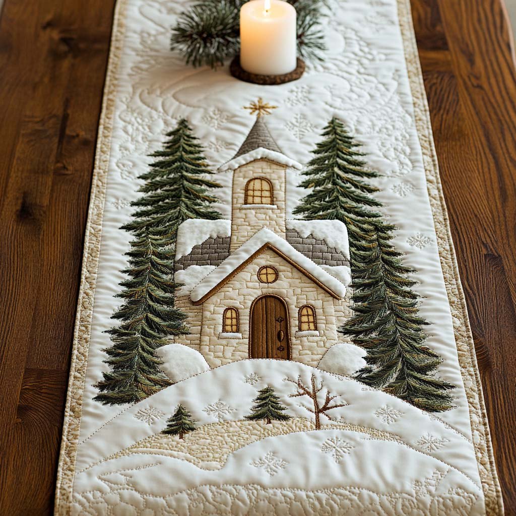 Snowy Chapel Table Runner