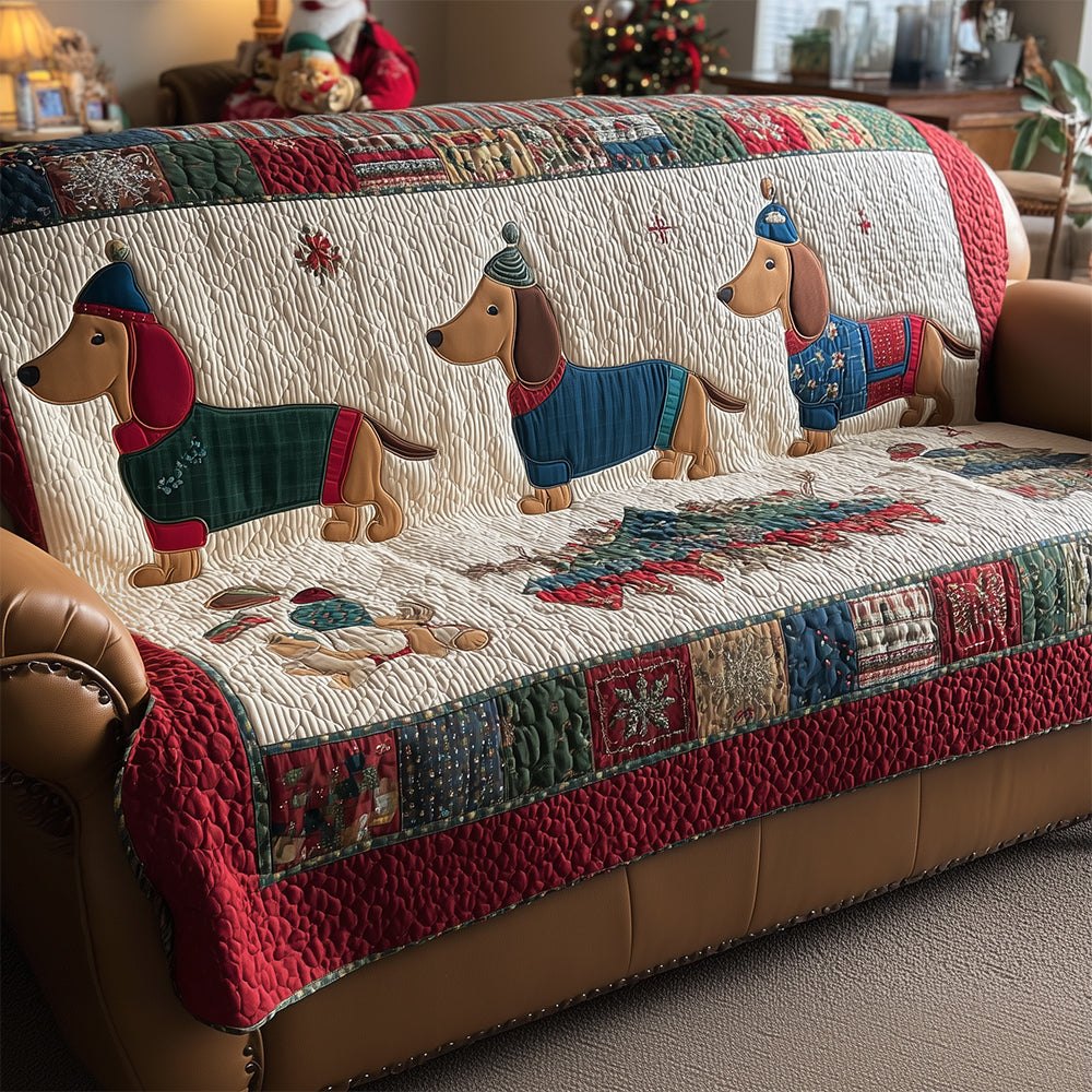 Snowy Dachshund Days Sofa Cover