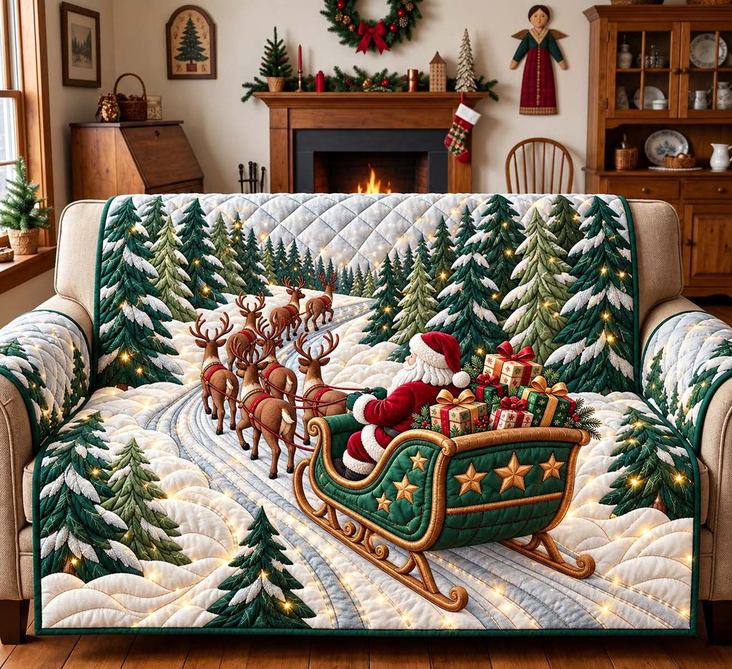 Snowy Forest Journey Sofa Cover