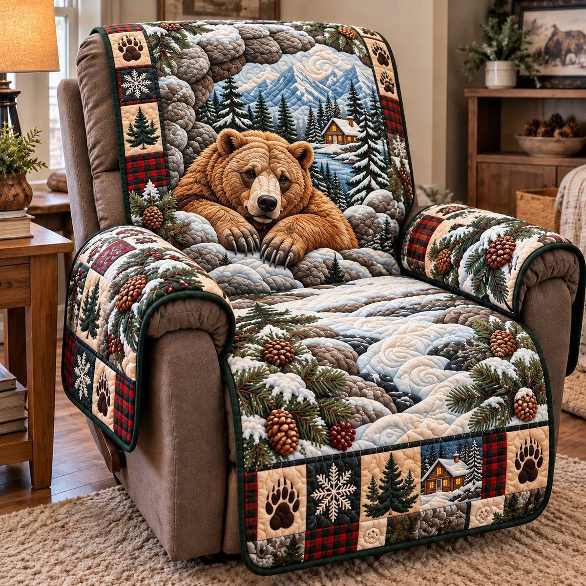 Snowy Mountain Grizzly Sofa Cover