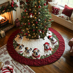 Snowy Paws Bulldog Christmas Tree Skirt