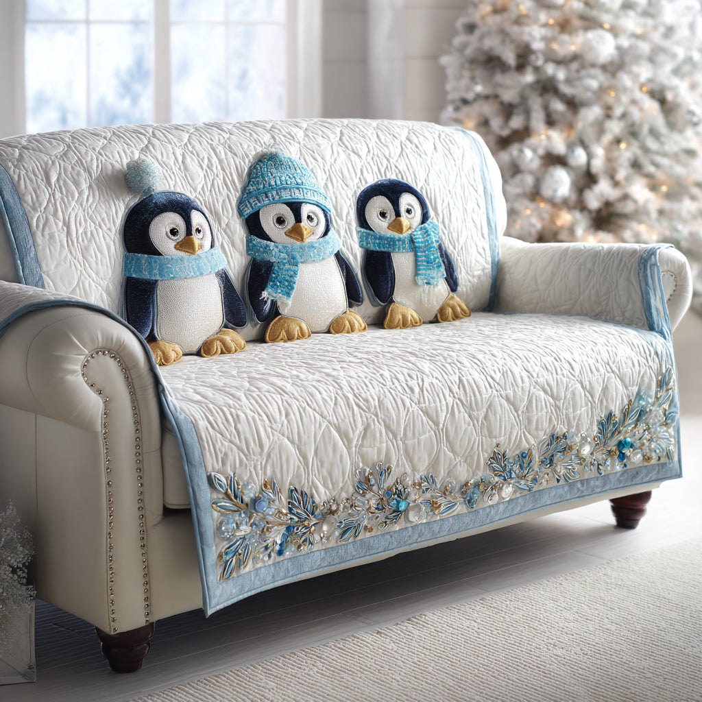 Snowy Penguin Sofa Cover