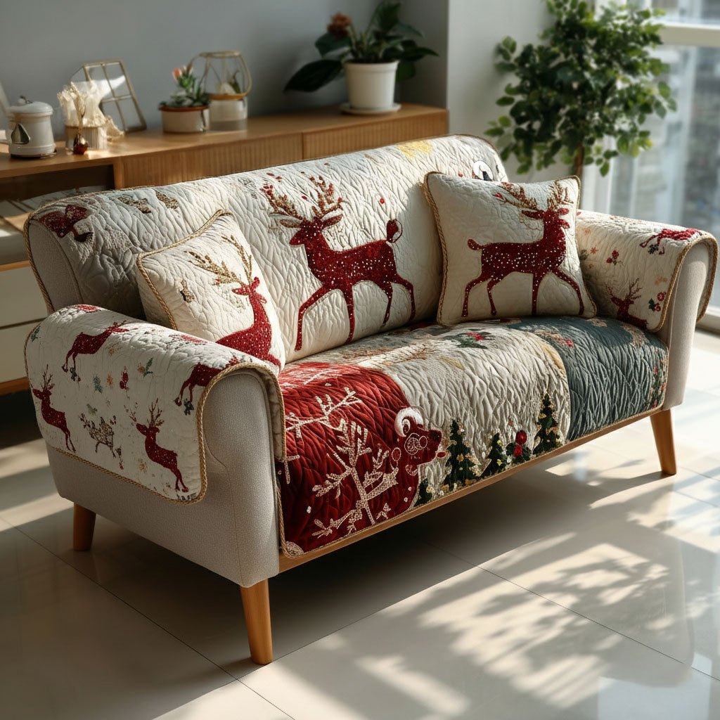 Snowy Reindeer Fantasy Sofa Cover