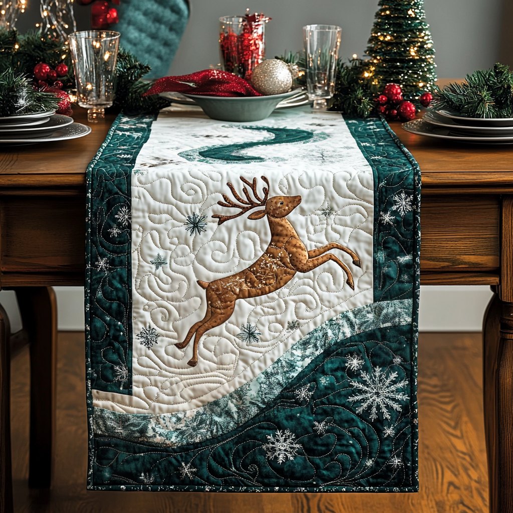 Snowy Reindeer Table Runner