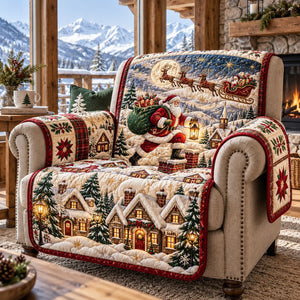 Snowy Santa Sofa Cover - Made to Order