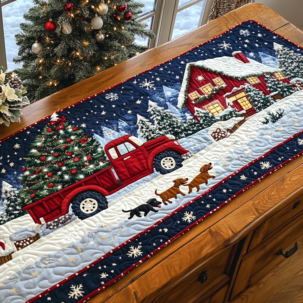 Snowy Tail Waggers Table Runner